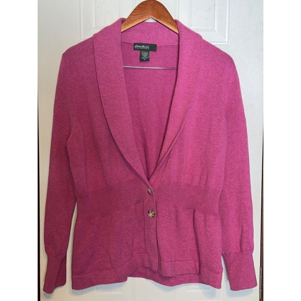 Eddie Bauer Pink Cashmere Blend Button Front Cardigan  Size‎ XL Petite